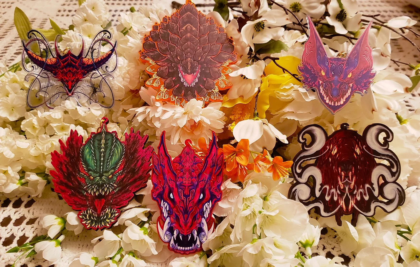 Monster Hunter Wooden + Frosted Acrylic Charms — Ihuatzin: Art by